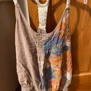 Maurices Brown Tank Top with Flower Design